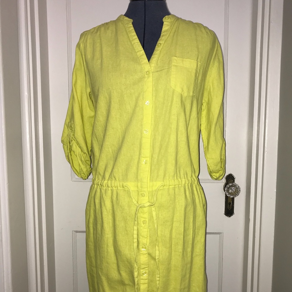 Neon linen dress size L petite